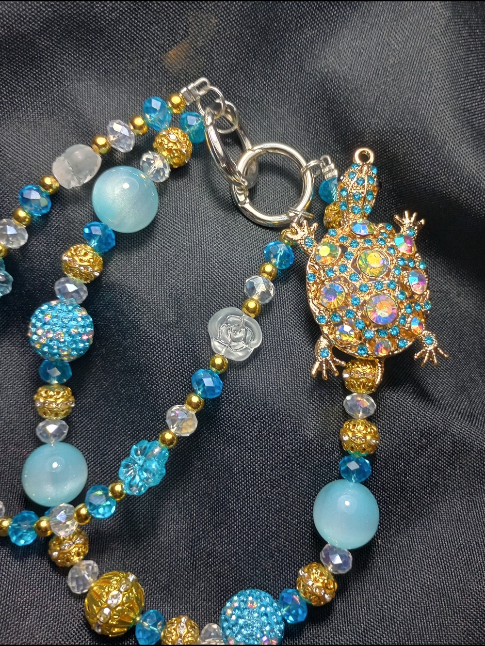 Gold & Aqua Turtle Charm Bag Chain / Phone Chain - Women Accessories